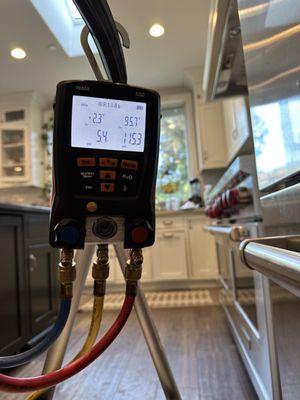 Sub Zero 648PRO repair, balancing refrigerant lvl on refrigerator side for zones 3 and 4. - Encinitas, CA