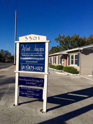 Front sign and building.