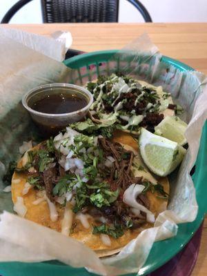 Birria and chorizo tacos