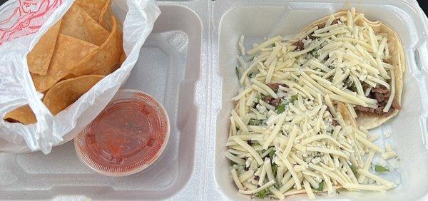 Flour Tortilla Taco with Cheese and steak