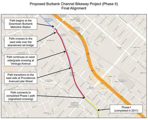 Route map from city of Burbank