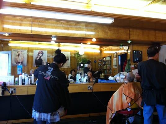 Grandparents having haircut @ ABC salon