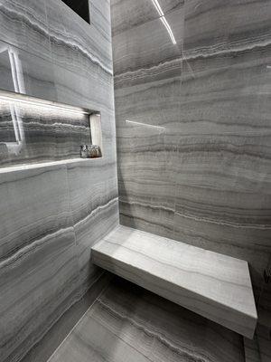 Sparkling primary bathroom shower!