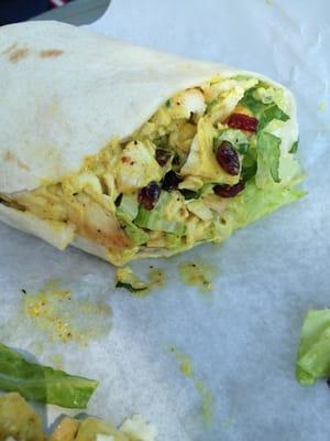 Honey curry chicken salad wrap. Spicy and light