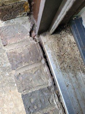 Structure looks like this and they have someone painting the trim on a door I can't even close right