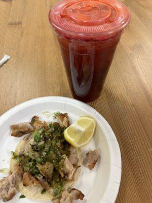 Pollo Tacos and Super Juice
