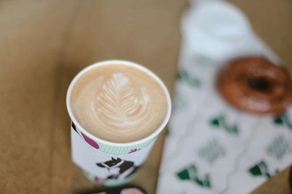 Latte and chocolate donut