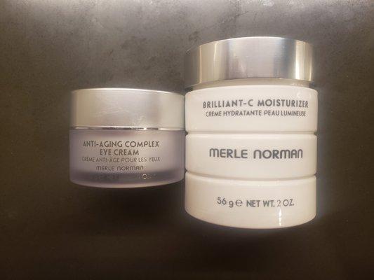 The Brilliant-C Moisturizer is perfect, not too heavy. The Anti-Aging Complex Eye Cream is a favorite.