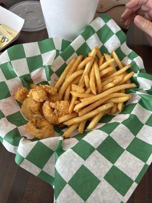 delicious fried shrimp and french fries crispy and delicious