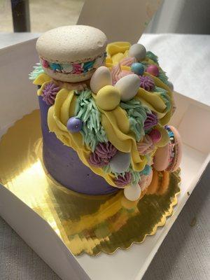 Vanilla cake and vanilla frosting! My favorite type of cake