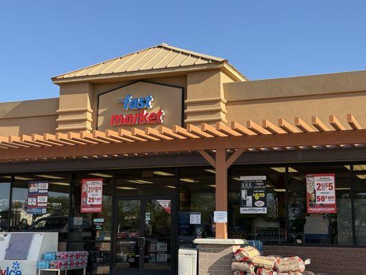 Fast Market at the Shell gas pumps.