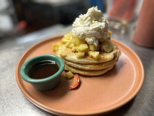 Fresh tropical fruit pancakes