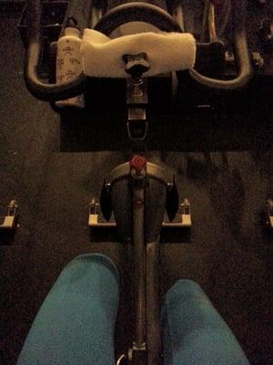 No phones allowed in the spin room. I didn't notice the sign but got yelled at by Kristen.