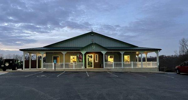 The clinic at sunset.