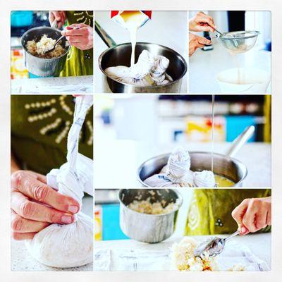 Preparation for an exquisite authentic Ayurvedic treatment with saffron milk and creamy rice bowl to massage the body and nurture the joints