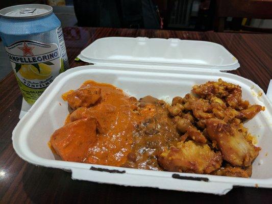 Tikka masala and jerk chicken.