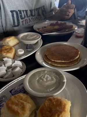 Biscuit and gravy, pancake, Denver omelet