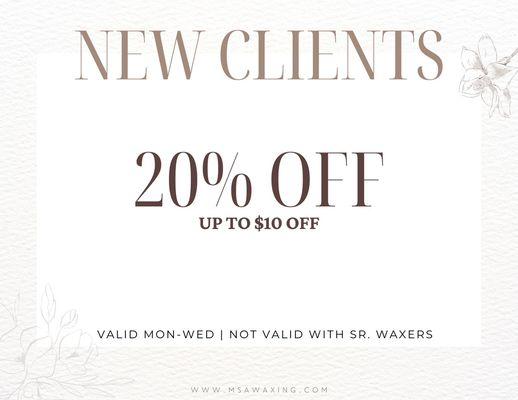New Client offer 20% off