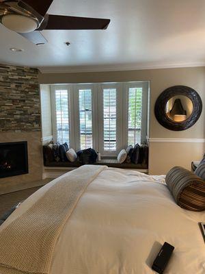 Fireplace and bay window seat