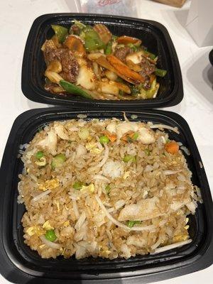 Spicy Garlic Beef and Chicken Fried Rice