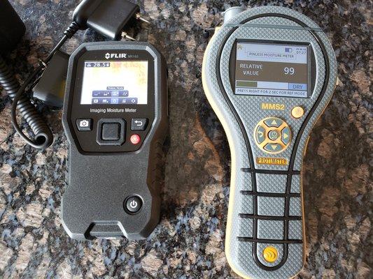 Some of the high tech equipment that we use to locate moisture and help set up your drying plan.