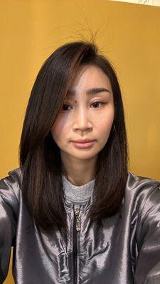 Long cut +dark oil treatment by Iryna.