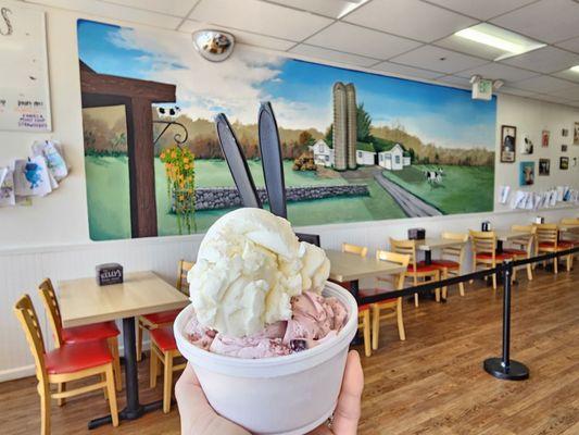 Small size of my two favorite flavors - Sweet Cream and Dark Cherry Vanilla. 10/25/2025