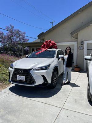 Congratulations to Maya of San Juan Bautista on the purchase of your new new eminent white pearl Lexus NX Premium