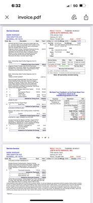This is the bill, days after the vehicle was delivered to my house in New York. It was pointed out to the driver. I'm sick over it.