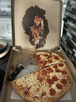 I had to feed MY kids this bs and it wasn't even hot. Cheese was already hard. First and LAST time ordering from this place