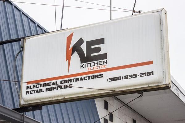 Look for the Kitchen Electric sign at 1324 E Street in Washougal