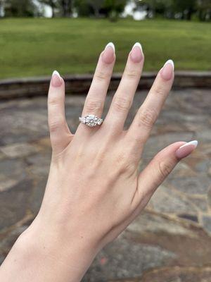 French tips and an engagement ring