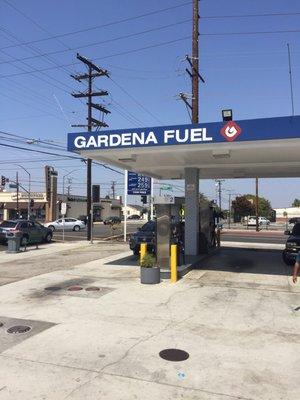 On the corner of Marine and Van Ness at Gardena Fuel gas station.