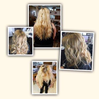 Before and after-grown out brassy blonde to a gorgeous icy blonde...