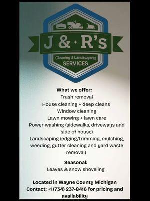 J&R's Cleaning and Landscaping services