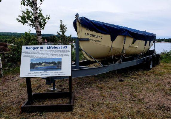 Lifeboat outside Eagle Harbor Life-Saving Station and Museum