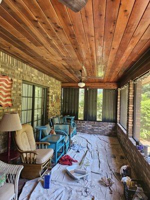 Refinish T&G pine ceiling West Melbourne