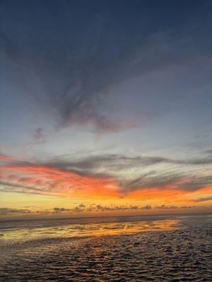 Sunset view from the catamaran