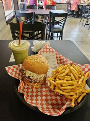 Tokyo Classic Beef, 12 spices fries, and green tea milkshake, ready to goble down