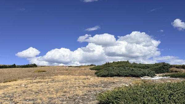Clouds sitting on the horizon