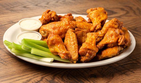 Original Anchor Bar wings served with original (medium) sauce, bleu cheese and celery.