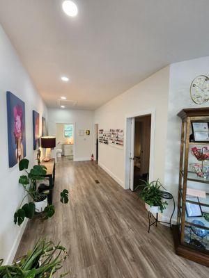 Hallway to tanning/sauna room and pedicure room