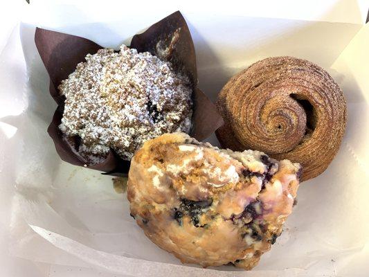 Bluberry Streusel Muffin, Blackmarket Bun, Lemon Blueberry Scone