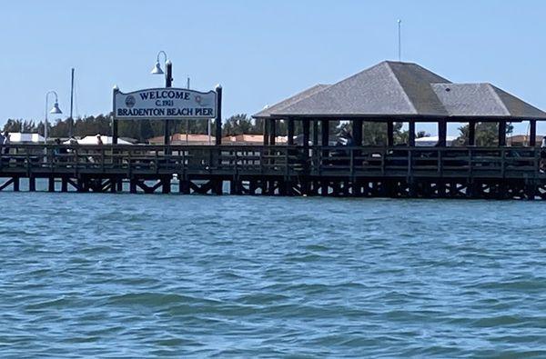 The main pier on Anna Maria Island (Bradenton Beach) welcomes you! The pier can be accessed from water or street.