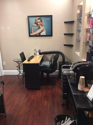 We now provide nail services. Including manicures, pedicures, Shellac, & acrylics. Specializing in Pink & White hand filed acrylics.