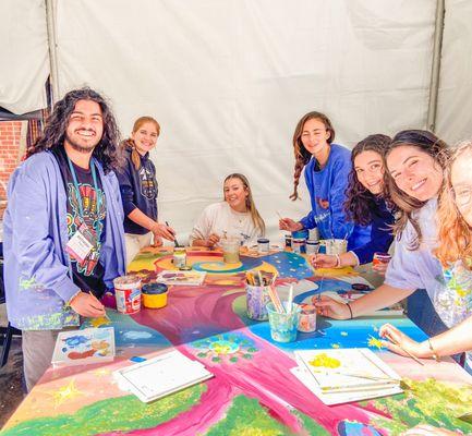 Youth at the Bioneers Conference in CA. Working together on a Singing Tree Mural. A program provided by Unity Through Creativity.
