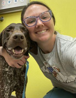 Dr. Moore and her pup Andre