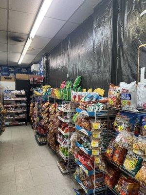Lots Snacks, singles, and a walk-in cooler
