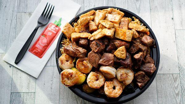 Steak, Chicken, and Shrimp Trio