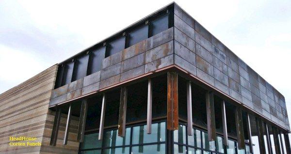 Head House - Corten Panels being installed